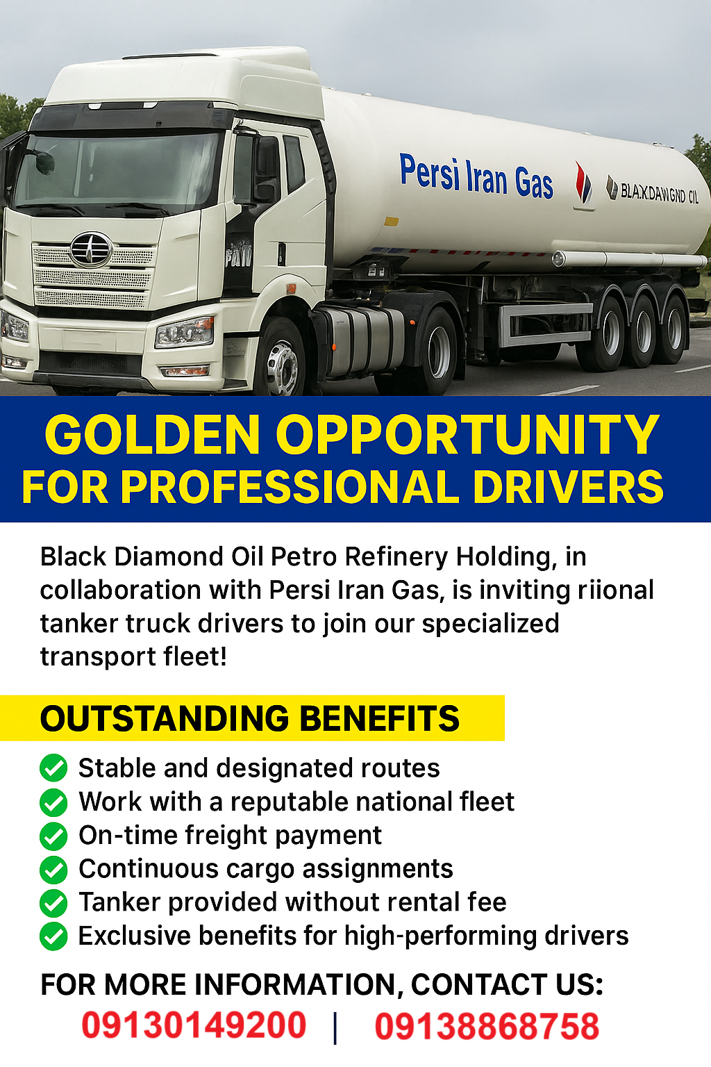 🎯 Golden Opportunity to Join Black Diamond Oil Holding for Professional Drivers